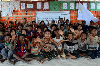 Children at the centre say thank you to World Vision’s supporters.    