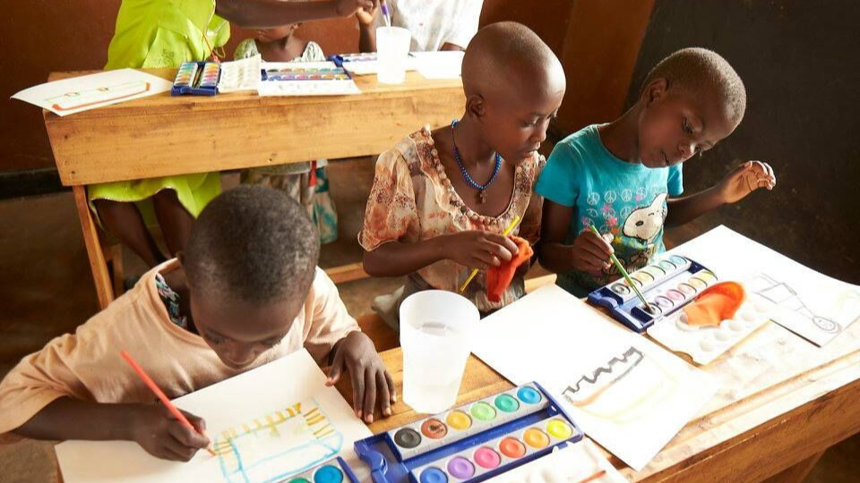 Children paining in Rwanda