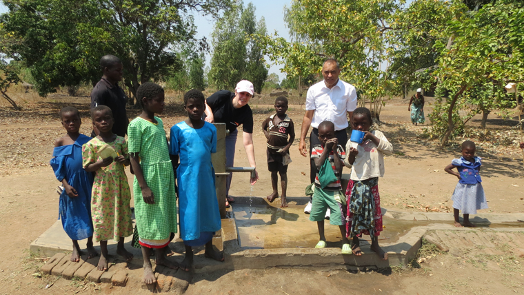 Rohena visits the borehole at the local pre-school where children now have access to clean water, before, during and after lessons.