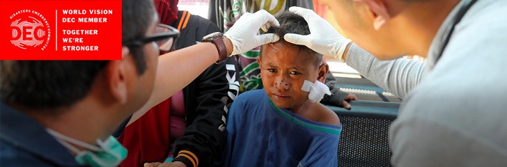 Injured child being treated after Indonesia tsunami