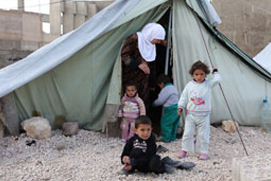 Leila and her family are trying to cope with their new life, sleeping in a small tent in neighbouring Lebanon.