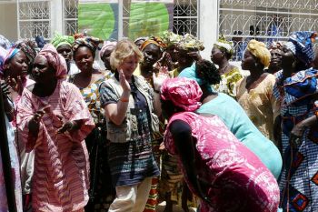 women dancing around sharon